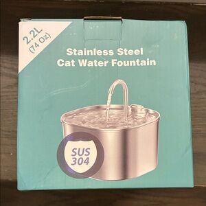 Stainless Steel Cat Water Fountain - Silver